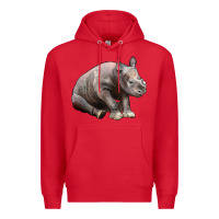 Red Baby Rhino Illustrations Premium Hoodie - LillyAllenDesigns