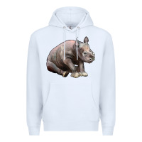 White Baby Rhino Illustrations Premium Hoodie - LillyAllenDesigns