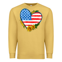 Antique Gold usa flag heart with sunflower Premium Sweatshirt - HRA Design Shop