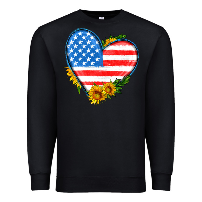 Usa Flag Heart With Sunflower Premium Sweatshirt by HRA Design Shop | Teevron