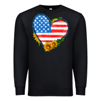 Black usa flag heart with sunflower Premium Sweatshirt - HRA Design Shop