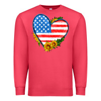 Cardinal usa flag heart with sunflower Premium Sweatshirt - HRA Design Shop