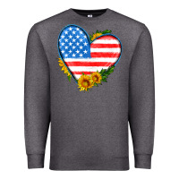 Charcoal Heather usa flag heart with sunflower Premium Sweatshirt - HRA Design Shop