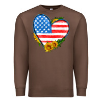 Chestnut usa flag heart with sunflower Premium Sweatshirt - HRA Design Shop