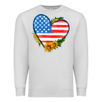 Dove Grey usa flag heart with sunflower Premium Sweatshirt - HRA Design Shop