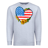 Heather Grey usa flag heart with sunflower Premium Sweatshirt - HRA Design Shop