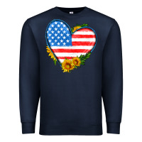 Navy usa flag heart with sunflower Premium Sweatshirt - HRA Design Shop