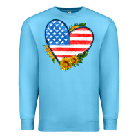 Ocean Blue usa flag heart with sunflower Premium Sweatshirt - HRA Design Shop