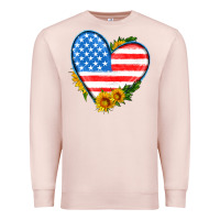 Pale Pink usa flag heart with sunflower Premium Sweatshirt - HRA Design Shop