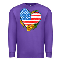 Purple usa flag heart with sunflower Premium Sweatshirt - HRA Design Shop
