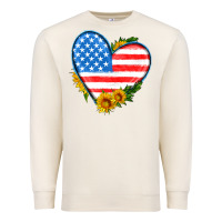 Sandshell usa flag heart with sunflower Premium Sweatshirt - HRA Design Shop
