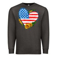 Smoke usa flag heart with sunflower Premium Sweatshirt - HRA Design Shop