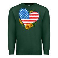 Sports Green usa flag heart with sunflower Premium Sweatshirt - HRA Design Shop