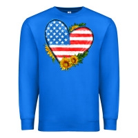 True Royal usa flag heart with sunflower Premium Sweatshirt - HRA Design Shop