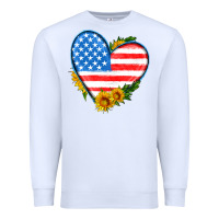 White usa flag heart with sunflower Premium Sweatshirt - HRA Design Shop