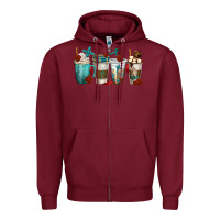 Burgundy faith coffee cups Zipper Hoodie - texasbilliewilder