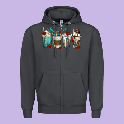 Faith Coffee Cups Zipper Hoodie Designed By Texasbilliewilder