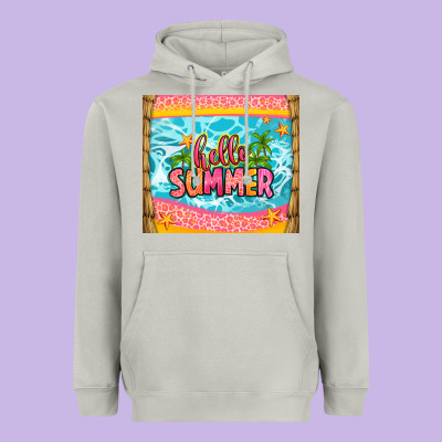 Hello Summer Heavyweight Hoodie Designed By Zillion Design Studio