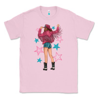Bubblegum Pink western pink with stars and cowgirl Classic Tee - texasbilliewilder