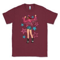 Burgundy western pink with stars and cowgirl Classic Tee - texasbilliewilder