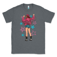 Charcoal Heather western pink with stars and cowgirl Classic Tee - texasbilliewilder
