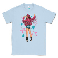 Dusty Blue western pink with stars and cowgirl Classic Tee - texasbilliewilder