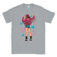 Heather Grey western pink with stars and cowgirl Classic Tee - texasbilliewilder