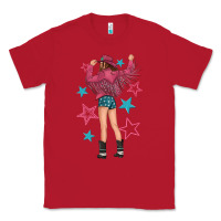 Red western pink with stars and cowgirl Classic Tee - texasbilliewilder