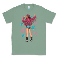 Sage western pink with stars and cowgirl Classic Tee - texasbilliewilder
