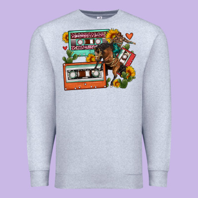 Rodeo Sunflower Cactus Cassette Premium Sweatshirt Designed By Fadigitalartstudio