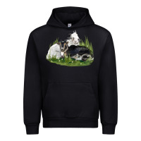 Black two baby nigerian dwarf goat Urban Hoodie - LillyAllenDesigns
