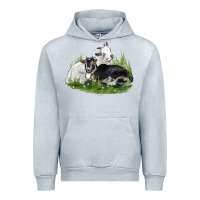 Heather Grey two baby nigerian dwarf goat Urban Hoodie - LillyAllenDesigns