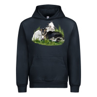 Navy two baby nigerian dwarf goat Urban Hoodie - LillyAllenDesigns