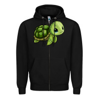 Black cute turtle Zipper Hoodie - Zillion Design Studio