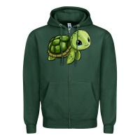 Sports Green cute turtle Zipper Hoodie - Zillion Design Studio