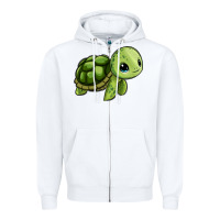 White cute turtle Zipper Hoodie - Zillion Design Studio