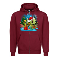 Burgundy christmas turtle Zipper Hoodie - Zillion Design Studio