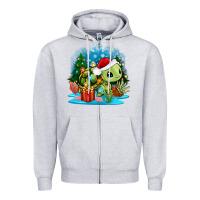 Heather Grey christmas turtle Zipper Hoodie - Zillion Design Studio