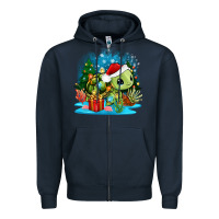 Navy christmas turtle Zipper Hoodie - Zillion Design Studio