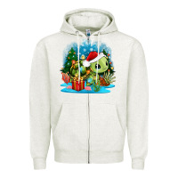 Oatmeal Heather christmas turtle Zipper Hoodie - Zillion Design Studio