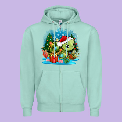 Christmas Turtle Zipper Hoodie Designed By Zillion Design Studio