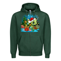 Sports Green christmas turtle Zipper Hoodie - Zillion Design Studio