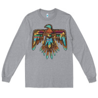 Heather Grey thunderbird with sunflowers Long Sleeve Tee - BarkalooDesign