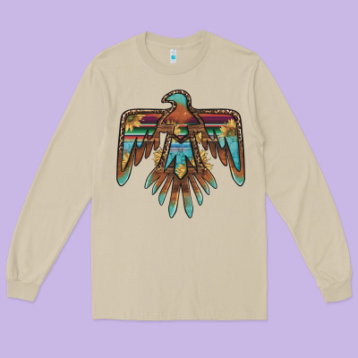 Thunderbird With Sunflowers Long Sleeve Tee Designed By Barkaloodesign