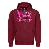 Burgundy give cancer the boot Zipper Hoodie - RanaPortraitStore