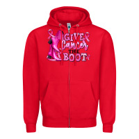 Red give cancer the boot Zipper Hoodie - RanaPortraitStore