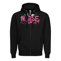 Black breast cancer nurse Zipper Hoodie - RanaPortraitStore