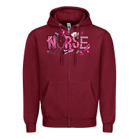 Burgundy breast cancer nurse Zipper Hoodie - RanaPortraitStore