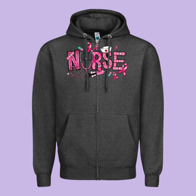 Zipper Hoodie breast cancer nurse