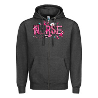 Charcoal Heather breast cancer nurse Zipper Hoodie - RanaPortraitStore